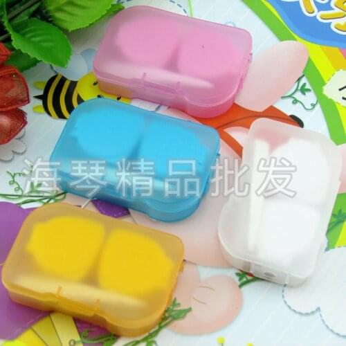 10pcs New arrival practical simple Cheap contact lens case Easy to carry Partner box Multicolor mixed wholesale 6.5*4.3*1.8CM