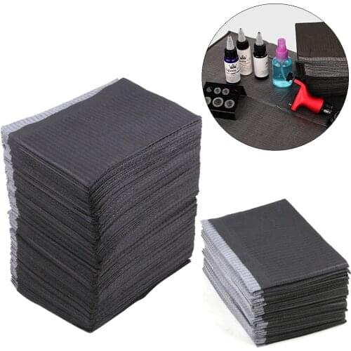 20/125pcs Disposable Tattoo Clean Pad Patient Dental Bib Black Table Covers Waterproof Wipes Permanent Makeup Tattoo Accessories