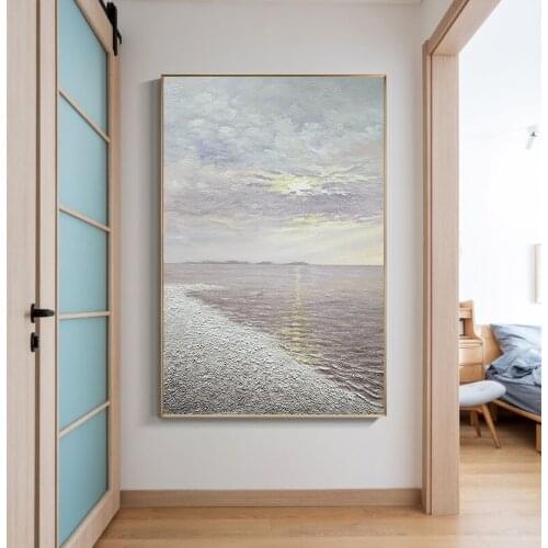 Hand-Painted Abstract Abstract Sea Sunrise Oil Painting Restaurant Wall Decorative Artwork