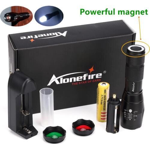 Alonefire Tactical G700-N CREE XML T6 L2 U3 LED Zoom led Flashlight Troch Red Green light lens signal light With Powerful magnet