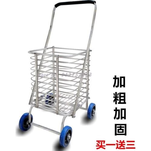 Large Four-wheel Folding Shopping Cart, Portable Trolley Shopping Cart, Portable Luggage Cart, Elderly Power-assisted Trolley Tr