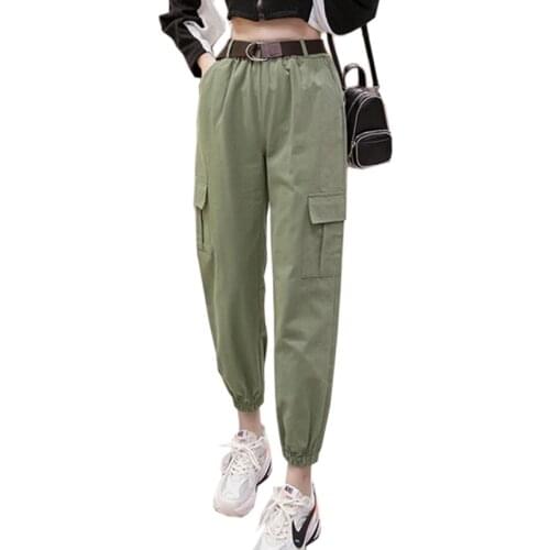 Women pants 2020 spring summer fashion female solid high waist loose harem pant pencil trousers casual cargo pants streetwear