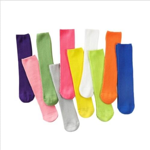 Baby knee high socks boy girl toddler children cotton long socks kid white fashion cute school tube sock teens fashion stockings