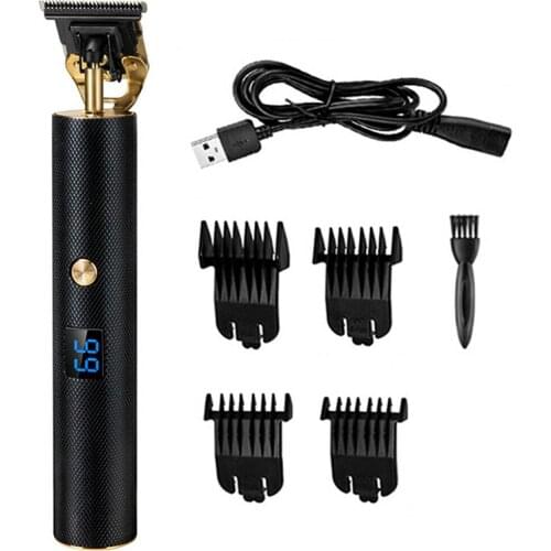 Electric Cordless Cutting T-Blade Trimmer Rechargeable Hair Clipper Hair Cutter Kit W/ 1.5/3/6/9mm Limit Comb USB Charging