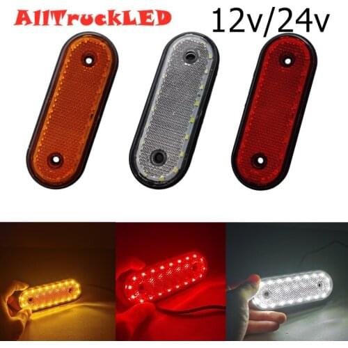 10Pcs 20LED Amber red white Side marker light 24V clearance Lamp Caravan Car 12V Lights for Truck Trailer Tractor Lorry Pickup