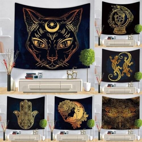 Black gold animal tapestry, golden pattern series hanging cloth, home decoration background wall cloth custom wholesale