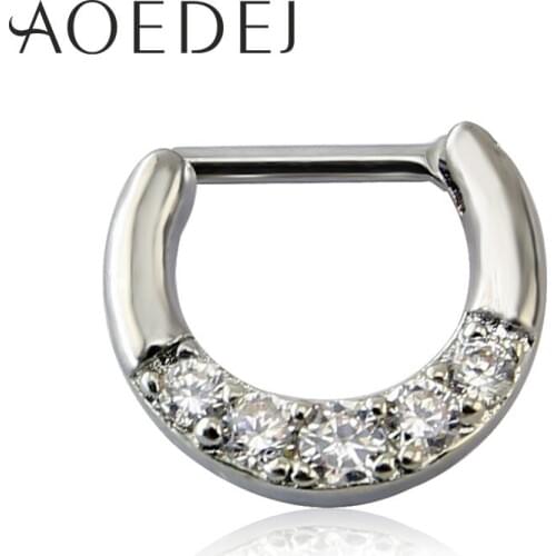 AOEDEJ Crystal Nose Piercing Zirconia Rhinstone Clicker Septum Ring Stainless Steel Nose Ring Nose Hoop Piercing Body Jewellery