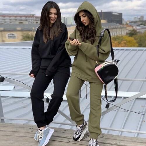 Two Piece Set Outfits Autumn Womens Tracksuit Oversized Hoodie And Pants Casual Sport Suit Winter 2 Piece Woman Set