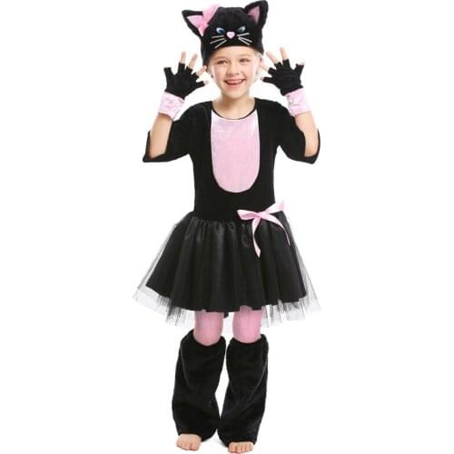 Halloween animal costume cosplay black cat pink bow Childrens Day animal costume