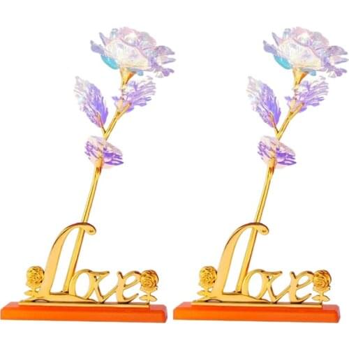 Best Colorful Crystal Galaxy Led Light,Artificial Rose Flower Lasts Forever with Love Base,Festival Wedding Gift Supplies