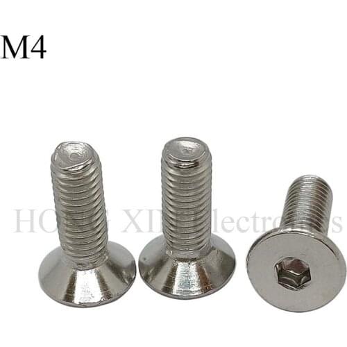M4 Stainless Steel 304 Hexagonal Countersunk Screw Flat Head Screw Metric Thread Hex Socket Bolt M4 Fastener 1pcs