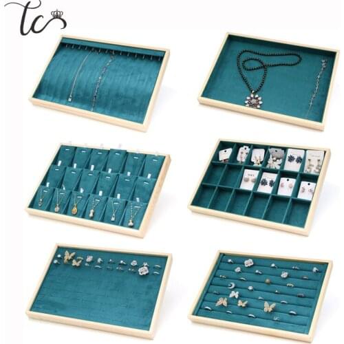 Microfiber Green Jewelry Tray Ring Earring Organizer Drawers Jewelry Storage Tray High Quality Pretty Jewelry Case