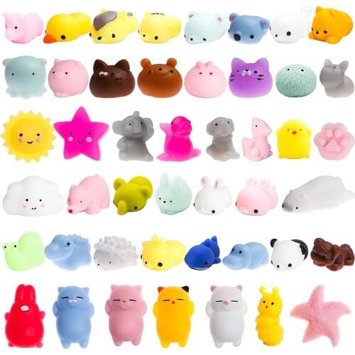 Mini Mochi Squishies Toys Mochi Squishy Kawaii Toy Stress Reliever Toys Cat Panda Unicorn Party Favors Gifts for Kids Boys Girls