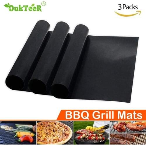 3pcs Reusable Non-Stick BBQ Grill Mat Pad Baking Sheet Portable Outdoor Cooking Barbecue Easily Cleaned Party Tools New