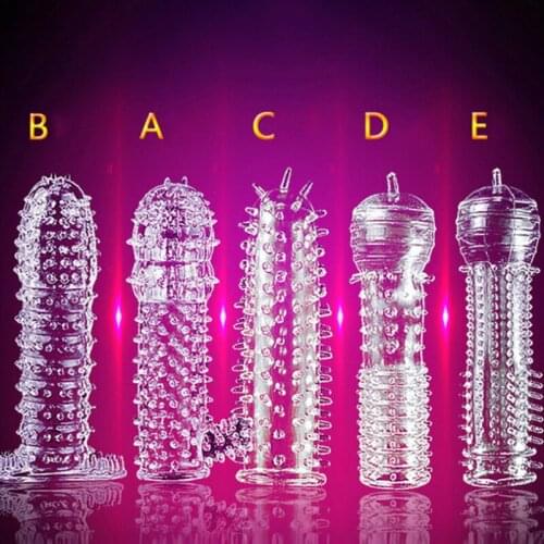 Male Extension Sleeve Reusable Condom Delayed Cock Rings Adult Sex Products Toys for Men Penis Extension Enlargement Goods