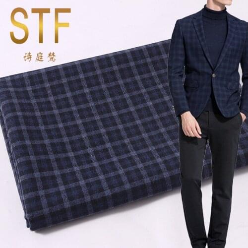 20 Spring and Autumn New Wool Plaid Fabric European and American Fashion Suit Worsted Wool Factory Spot Supply