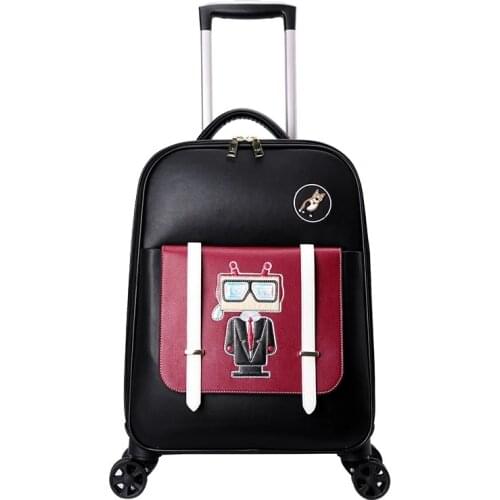 GraspDream New girl Fashion Trolley Suitcases on Wheels Women Lovely black red Carry On Spinner brand Rolling Luggage Travel Bag