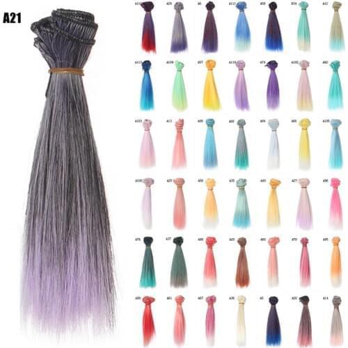 1pcs 15 Cm Doll Accessories Straight Synthetic Fiber Wig Colorful Hair For Doll Wigs High-temperature Wire Free Shipping