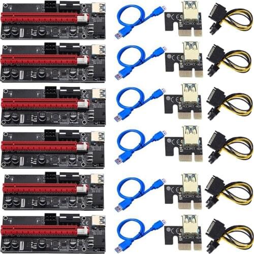 Ver 009S PCI-E Riser Board 1X 4X 8X 16X GPU Extender Riser Card PCI-E USB 3.0 GPU Adapter with 6pin Interface