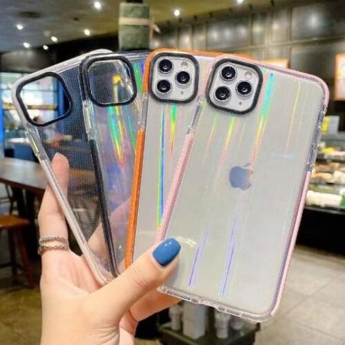 Gimfun Luxury Laser Stripe Phone Case for iPhone 11 12 Pro Max XS Max X XR 7 8 Plus Purple Glitter Clear Soft Tpu Back Cover