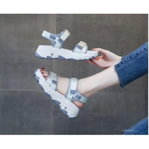 Beach Sandals Women 2020 Fashion Toe-open Color Thick-soled Student Comfortable Casual Wedges Walking Woman Sandals