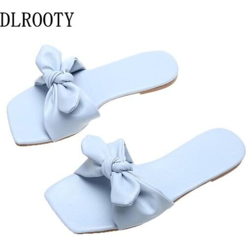 Women Sandals Flip Flops Slippers New Summer Fashion Butterfly-Knot Breathable Shoes Slides Solid Casual Plus Size 35-43