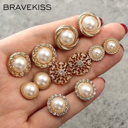 BRAVEKISS Pearl Earring Set Retro 6 Pairs Pearl Flower Stud Earrings Fashion Jewelry for Women Gifts Daily/Shopping New BPE1343