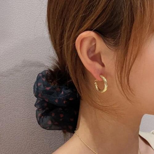 2021 New Minimalist Gold Metal Twisted Circle Geometric Round Big Hoop Earrings for Women Girl Wedding Party Jewelry