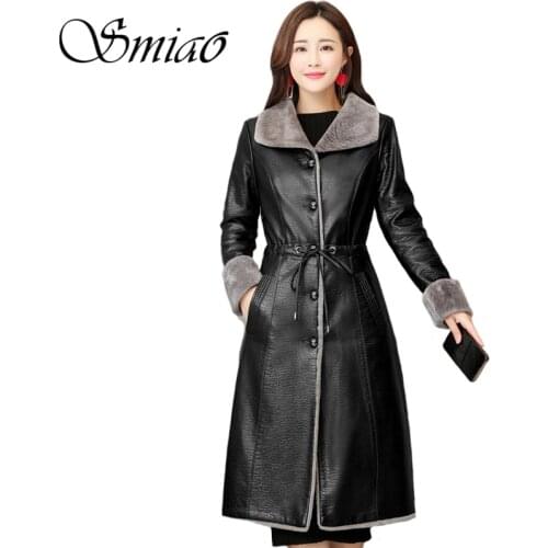 Женские кожаные куртки с мехом Smiao China At AliExpress