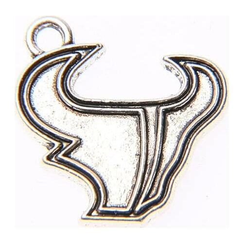 Tibetan silver plated bull head sport team logo charms 30pcs EF3534