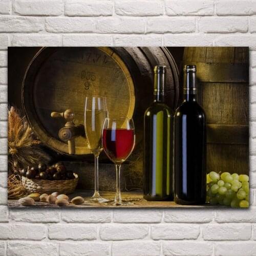 Drink wine grapes still life artwork living room decoration home wall art decor wood frame fabric posters KM410