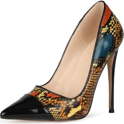 Snake pattern high heels spring and summer fashion ladies pointed sexy high heels stiletto dress party shoes party shoes 34-46