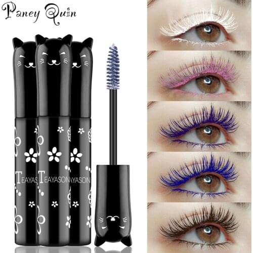 4d silk fiber mascara fiber colorfull Waterproof Long lasting rimel not blooming thick curling fiber lash mascara pink blue