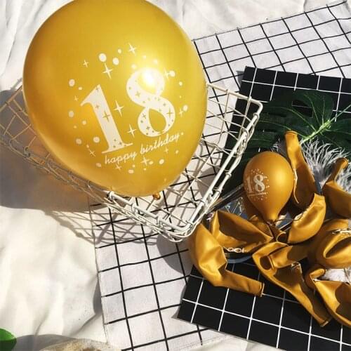 10pcs/lot Birthday balloon writting number 18 21 30 40 50 60 years old Birthday party digital balloon Latex Globos