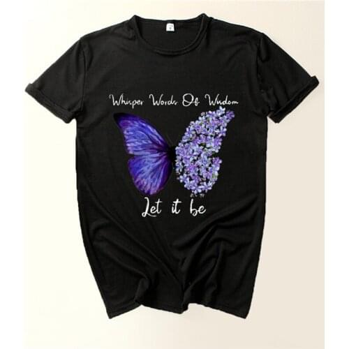 Womens Creative T-shirts Trendy Sunflower Butterfly Letter Printed Short Sleeve T-shirt Ladies Summer Fashion Tee Tops New