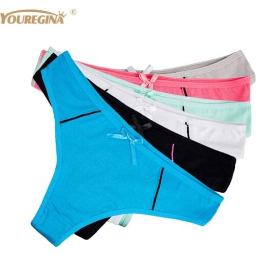 Womens Sexy G-strings Thongs Woman Underwear Cotton Sexy Panties Ladies Knickers Lingerie Tangas for Women 6 pcs/lot