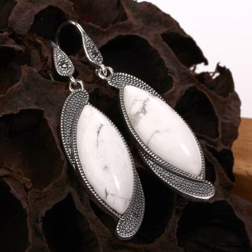JIASHUNTAI Retro 100% 925 Sterling Silver Earring For Women Natural White Stones Earrings female Thai Silver Jewelry