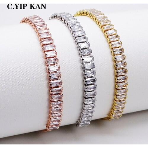 C.YIP KAN Unique Design Stereoscopic Bracelet for Women Adjust Size white zirconia CZ Charm Bracelets Chain Link Fashion Jewelry