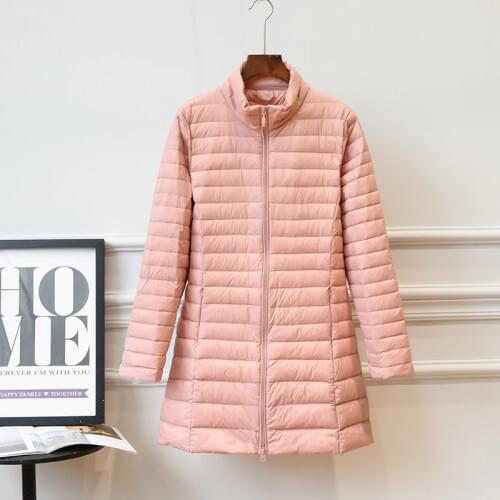 Winter Women Ultralight Thin Down Jacket White Duck Down No cap Jackets Long Sleeve Warm Coat Parka Female Portable Outwear DJ19