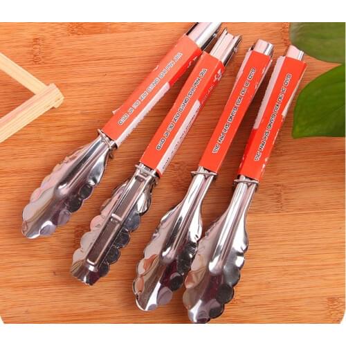 1PC 9 inch Grill BBQ Tong Kitchen Tongs Locked Barbecue Accessories Salad Clip Clamp Stainless Steel Food Tongs EKC 1427