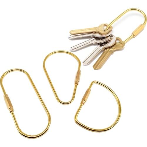 1pc Brass Keychain With Lock D Key Chain Golden Camping Carabiner Ring Sets School Stationery Office Supplies