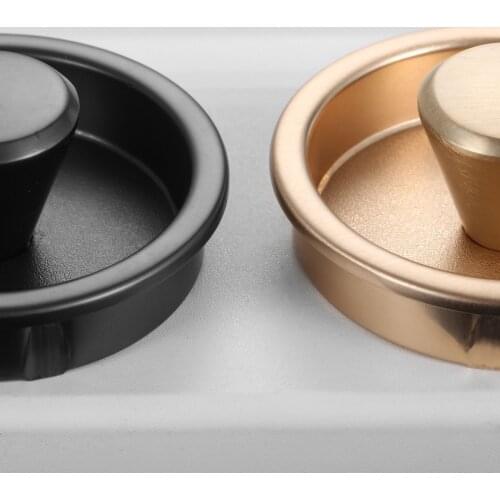 1pc Hidden Round Cabinet Knobs and Handles Zinc Alloy Single Hole Drawer Cupboard Wardrobe Door Recessed Handle