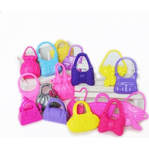 10PCS Cute Fashion Morden Bags Mix Styles Colorized Doll Bags Toy For Birthday Xmas Gift Dolls Accessories Hot Sell