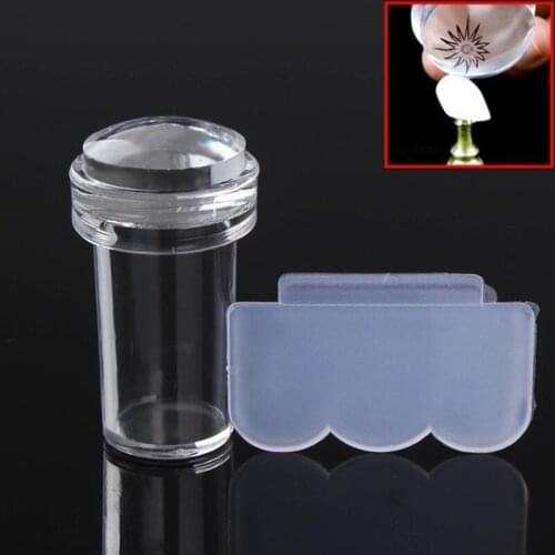 2pcs Mini Transparent Jelly Nail Art Stamper Scraper Set DIY Polish Design Print Silicone Stamp Stamping Tools