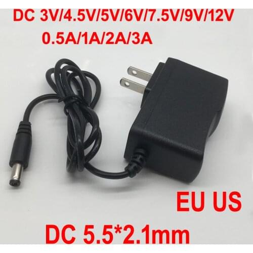1 pcs 100-240V AC to DC Power Adapter for Charger 3V 4.5V 5V 6V 7.5V 9V 12V 0.5A 1A 2A 3A EU US plug 5.5 mm x 2.1 mm