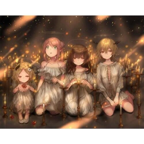 Diamond Embroidery Lights 4 little gir Craft Kit Sale 5D DIY Diamond Painting Landscape Pictures Of Rhinestones Fall Decorations