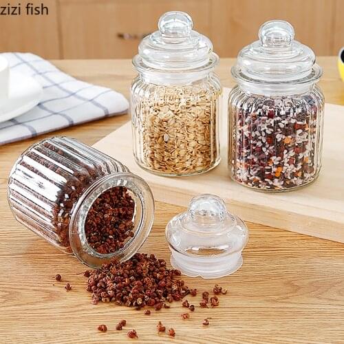 New Kitchen Miscellaneous Grain Storage Jars Transparent Glass Bottles Sealed Jars with Lids Household Tea Cans Home Decoration