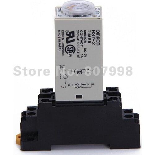 H3Y-2 DC 12V 5M Delay Timer Time Relay 0-5 Minute w/ H3Y-2 Base