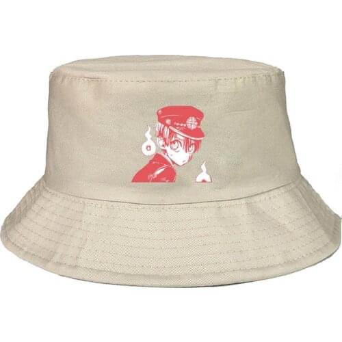 Ground-bound boy Hanako-kun print Simple Style Fisherman cap Panama Street Side Seaside Beach Tourism Bucket Hat Drivers Cap