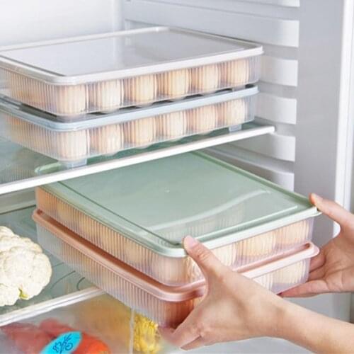 24 Grid Egg Box Kitchen Egg Storage Box Portable Plastic Eggs Holder Stackable Freezer Storage Organizers Egg Storage Container